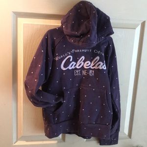Purple spotted Cabela’s hooded sweatshirt